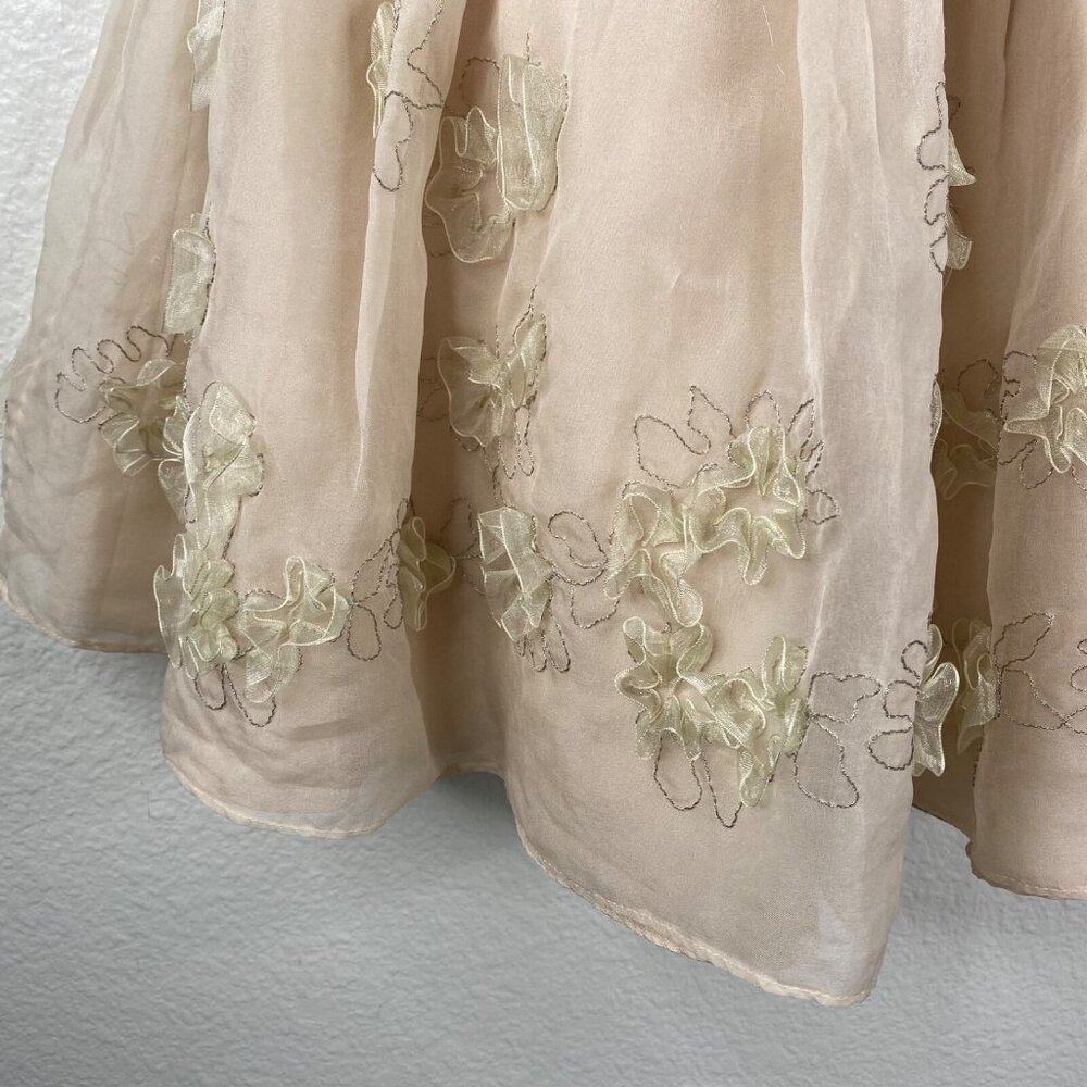 Betsey Johnson Dress Womens Pink Sz 0 Silk Strapless Sequins Flowers Dainty Prom - Picture 7 of 15